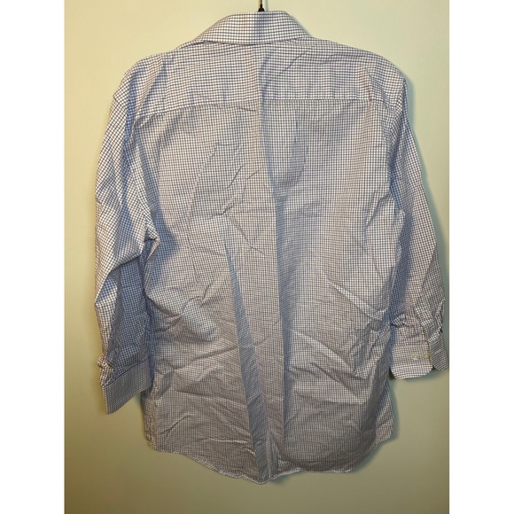 Ledbury Mens Dress Shirt Gingham Check Pattern Blue White Long Sleeve Button - Picture 6 of 11